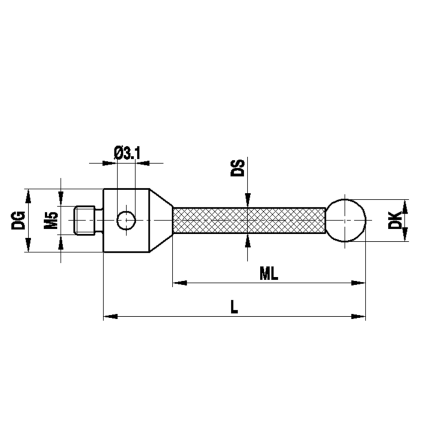 M5 5 mm Рубиновый шар, углепластиковый шток, L 50 mm EWL 40 mm Renishaw A-5555-0732
