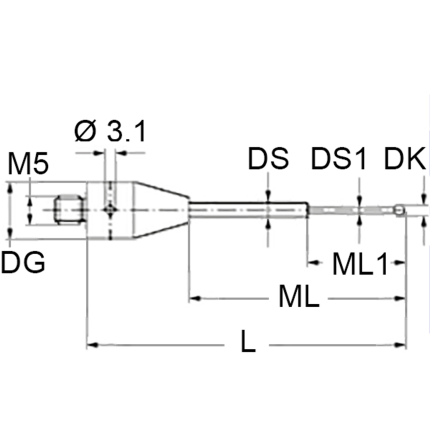 M5 1 mm Шарик из нитрида кремния, стержень из карбида вольфрама, L 20 mm EWL 5 mm Renishaw A-5555-3777